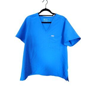 Figs Technical Collection Blue V-Neck Scrub Top With Pocket Unisex Healthcare Ap